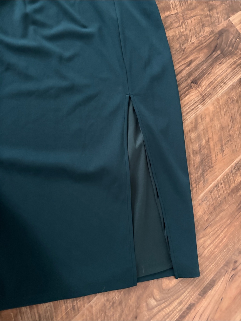 Lulu's Dark Green One-Shoulder Midi Dress with Side Slit - Picture 4 of 5
